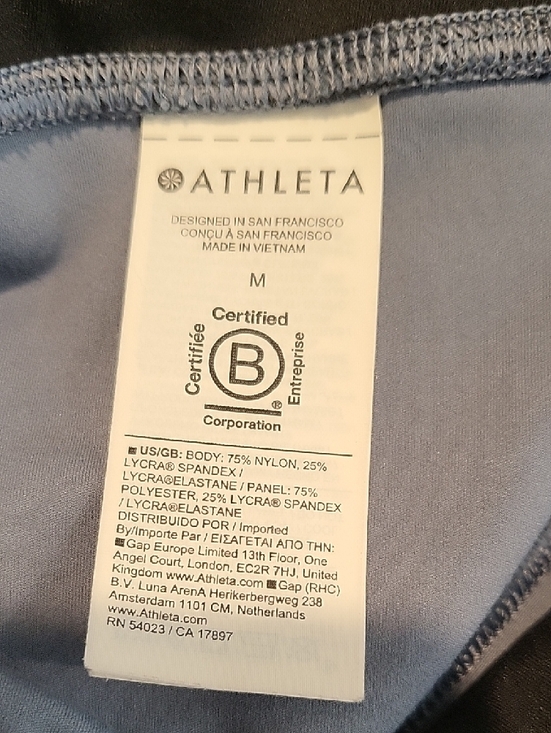 Athleta Elation 7/8 Tight Leggings Blue Black Ultra High Rise Women Size M - Picture 7 of 8